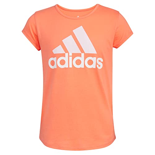 Adidas Girls Short Sleeve Cotton Bos Essential Tee T-Shirt, Coral Fusion, Large US