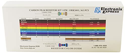 365 Piece Resistor Kit 1/2 Watt In Compartmentalized Cardboard Storage Box - Wide Variety Of Values #TOP4