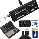 HMKIS Diamond Tester ＋ 200g/0.01g Jewelry Scale + 30X 60X 90X Jewelers Loupe, Powered by USB & 9V Battery, Diamond Selector for Novice, Thermal Conductivity Meter(Non-Rechargeable) (Black)