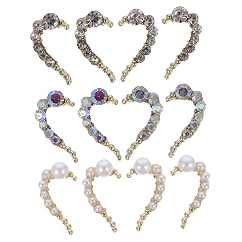PartyKindom Colorful Rhinestones for Nails 12pcs Nail Art Decorations Heart Shape Studs DIY Jewelry Party Accessory