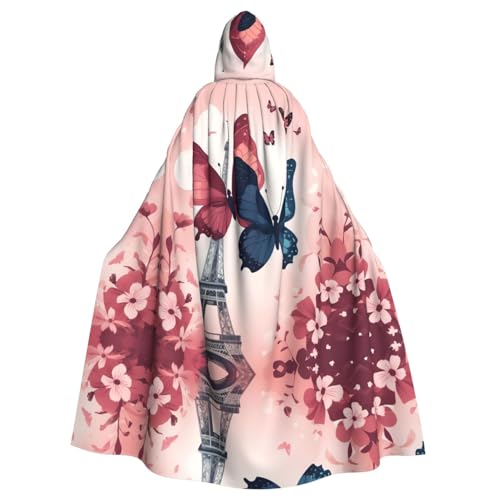 Imprimé papillon de Paris veste à capuche longue cape de fête style romantique