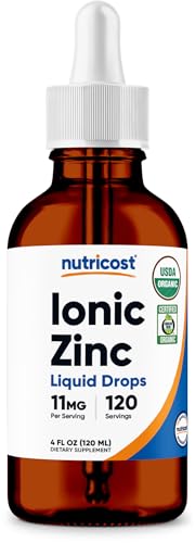 Nutricost Organic Ionic Zinc Drops (11mg) 4 fl oz - Liquid Drops USDA Organic OTCO Certified Vegetarian GMO-Free Gluten-Free 120 Servings