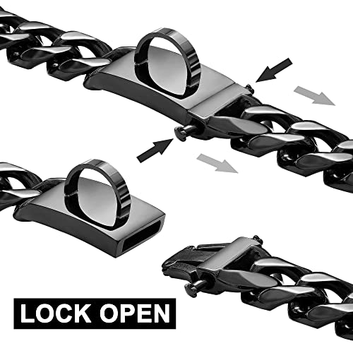 Dog Chain Collar Walking Collar With Design Secure Buckle 19Mm Black Cuban Link Strong Heavy Duty Chew Proof Chain(19Mm, 10") #TOP5