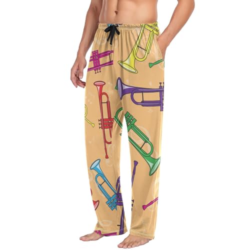 Colorful Trumpets Music Men's Pajama Pants, S M L XL XXL3