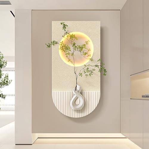 Decoración de pared 3D con iluminación LED, pintura de arenisca sin marco, obra de arte luminosa para salas de estar y pasillos, 23.7 x 47.2 pulgadas