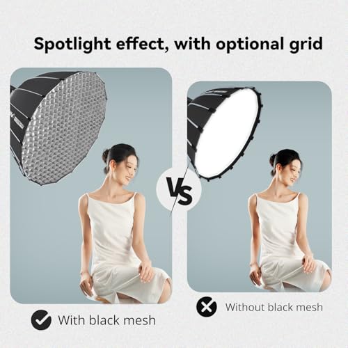 Ambitful Ośmiokątny softbox 23,6''/60 cm, softbox Bowens Mount z dyfuzorem i siatką o strukturze plastra miodu, kompatybilny z lampką wideo Cob, pasuje do fotografii portretowej, transmisji