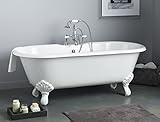 Cheviot 2171-WC-PB Products Regal Cast Iron Bathtub with Continuous Rolled Rim and Shaughnessy Feet Custom, 24
