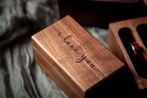 Muujee I Love You Quad Ring Box - Engraved Wooden Ring Case Box For Wedding Ceremony Ring Bearer Box - Anniversary Birthday Gift Ideas #TOP3
