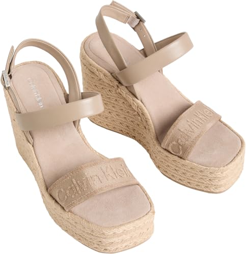 Calvin Klein Femme Wedge Espad 70 Webbing LTH Hw0hw02901 Espadrilles compensées, Grey (Nomad), 37 EU