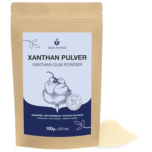 IDDA Herbal Xanthan Gum Pulver 100g Verdickungsmittel Xantana Pulver Ketofreundlich natürlicher Lebensmittelstabilisator Xanthan Gum für Eis