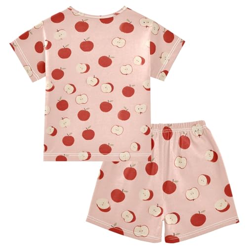 Apples Red Pattern Summer Cute Pajama Sets, Short Sets for Daily Wears and Sleep Wears2