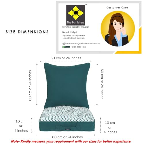 Image of Peacock Woven Quilted Floor Cushion Set 60x60x10 CM with Fillers & Back Cushion, Large Size for Seating, Patio Seat, Meditation, Yoga, Pooja, Guests, Living Size 24x24x4 Inch