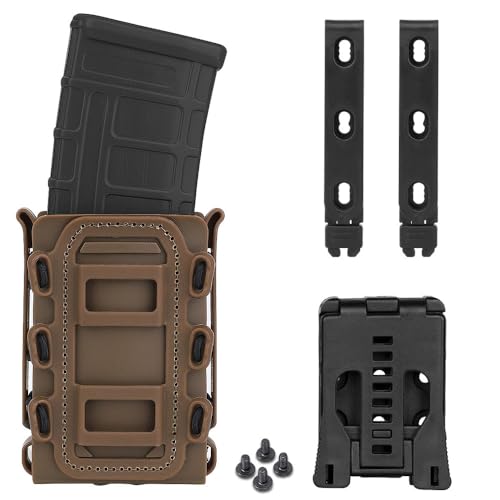 Tactical Cronex 5.56mm Magazine Pouch 7.62mm with MOLLE Clip and Belt Clip Universal Open Top Mag Carrier (DE)