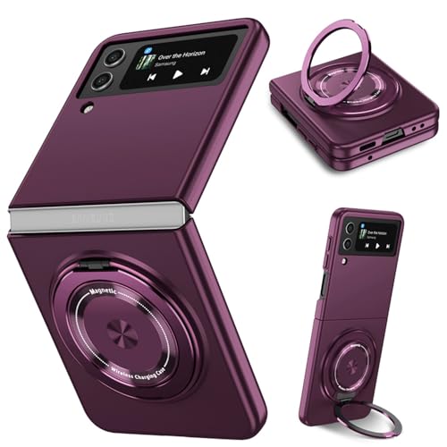 ZHOZEXIN Compatible with Samsung Galaxy Z Flip 4 Case Magnetic Hinge Protection Shockproof Matte PC with Non-Slip Grip Protective Cover for Samsung Galaxy Z Flip 4 5G (Purple)