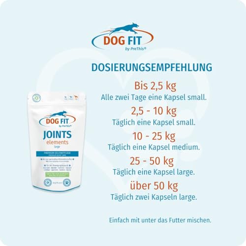DOG FIT by PreThis® Joints Elements für Hunde I Mit Glucosamin, Chondroitin, MSM & Kollagen I Ohne künstliche Zusätze (Large ab 25 kg)