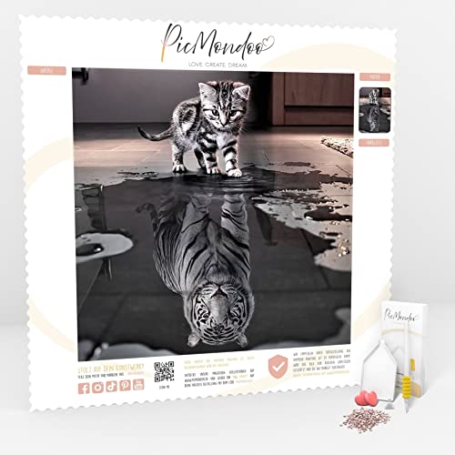 Picmondoo - Diamond Painting Schneetiger Träume - Größe 50x50cm - Diamant Painting Bilder für Erwachsene - Diamond Painting Bilder zum Entspannen - Malen mit Steinen Cover
