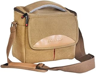 FOSOTO Canvas Vintage Camera Bag DSLR/SLR Messenger Bag Water Resistance with Rain Cover Compatible with Canon EOS 4000D 2000D,Nikon D3500 D3400 D5600, Sony, Panasonic Bridge Camera Case
