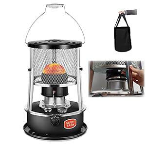 Kerosine convectieverwarmer met 3 lonten, kerosine kooktoestel voor buiten, terras, camping, draagbare kerosine kachel, niet-elektrisch, 4,5 l, zwart met kookzak, zuinige verwarming