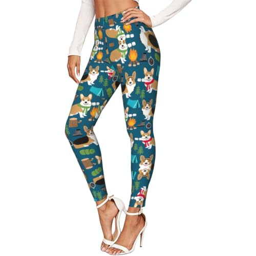 Leggings de compresión de corgi para mujer mallas deportivas elásticas