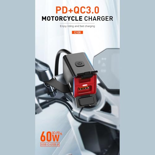 Cargador USB de moto impermeable con soporte antivibración compacto 5