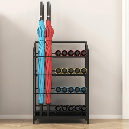 Platzsparender Eckschirm-Halter-Stand-stärmer Eisen-vertikatischer Rack für Home Office-Eingangs-Organize-feuchte trockene Regenschirme Kompaktes Design schwarz 25,5x23,5x62cm