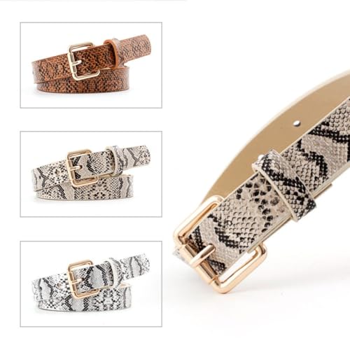 Women's Faux Leather Chic Belts for Jeans Fashion Leopard Snakeskin Print Ladies' Belt Solid Color4