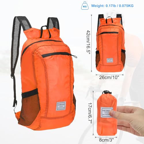 Mochila de senderismo plegable ligera 15L-20L naranja miniatura 2
