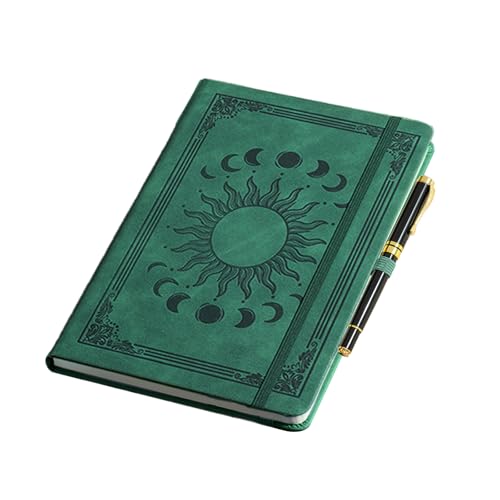 pilyero Bullet Journal (21 * 14,5 cm), Cuaderno A5 Hojas Blancas, Cuaderno de Notas Encuadernado en PU, 288 Páginas, con Bolígrafo, Ideal Como Regalo para Familiares Y Amigos, Color Verde Elegante