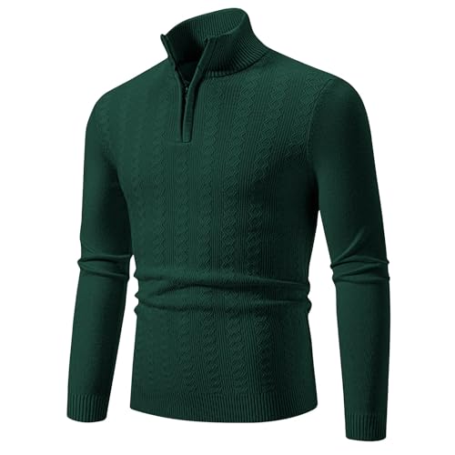 Men's 1/4 Zipper Stand Collar Sweaters 2024 Trendy Twisted Knit Long Sleeves Striped Knitwear Pullver Sweater Tops