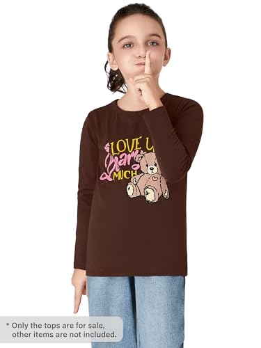 Image of Girls Long Sleeve T-Shirt Cute Versatile Basic Casual Top Size 6-18 | Soft Stretchy Tee for All Day Comfort, Versatile Layering Top for Cold Days, Cute Casual Style for Girls, Durable Easy Care