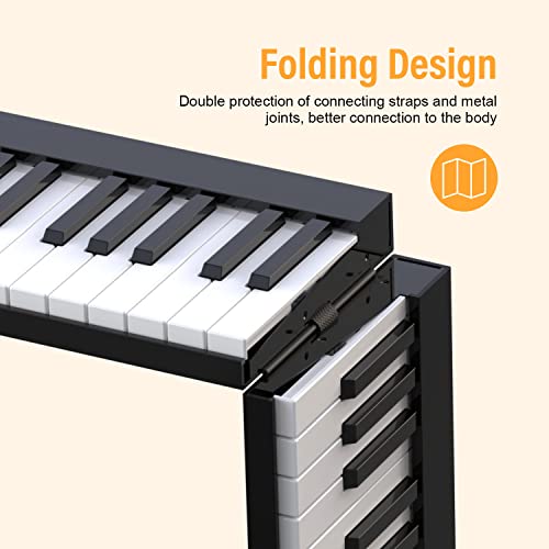 Konix 61 Key Folding Piano Keyboard, Portable Touch Sensitive Foldable Keyboard Piano For Beginners Kids With Midi, Speakers And Piano Bag #TOP1