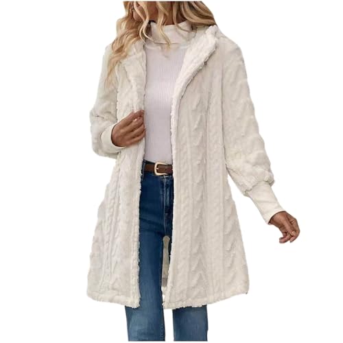 Ladies Thermal Fuzzy Hooded Cardigan Basic Jackets Hooded Outfit for Women Long Sleeve Winter Fall 2025 Trendy Y2K