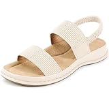 Aomigoct Womens Sandals Flats Dressy: Comfortable Open Toe Platform Sandals - Casual Walking Shoes for Summer