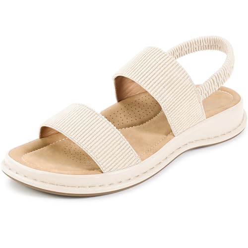 Aomigoct Womens Sandals Flats Dressy: Comfortable Open Toe Platform Sandals - Casual Walking Shoes for Summer by Aomigoct - Used condition - US$13.70