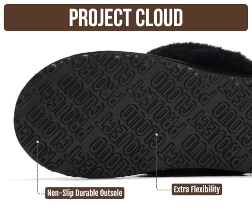 Image of Project Cloud Genuine Leather Slippers for Women with Genuine Fur Lining, Non-Slip Indoor /Outdoor Clog Mule Slippers, Memory Foam Insole