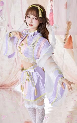 [Malymoon] コスプレ 織姫 七夕 天の川 中村里砂 天女 プリンセス 和装 着物 振袖 彦星 ドレス 衣装 仮装 マリームーン 8点セット 9943 詳細画像2