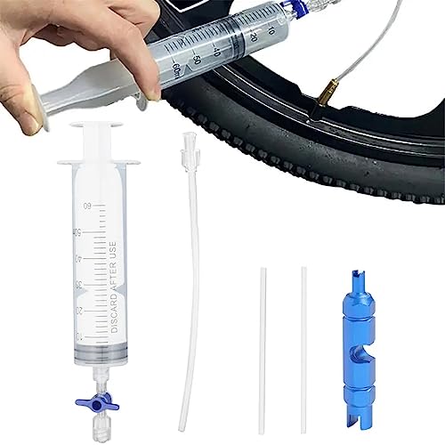 Fahrrad Tubeless Dichtmittel Injector,Tubeless Reifendichtmittel Spritze,Fahrrad Sealant Reifendichtmittel Injector,Fahrrad Ventilwerkzeug Spritze mit Valve Core Removal Tool zur Fahrradreparatur