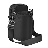 Cosmos Bolsa Cruzada para Botella de Agua, con Correa Ajustable para el Hombro y Bolsillo, se Adapta a Botellas de 20 a 60 onzas para Senderismo, Camping, Caminar, Viajes y Pesca, Black, Moderno