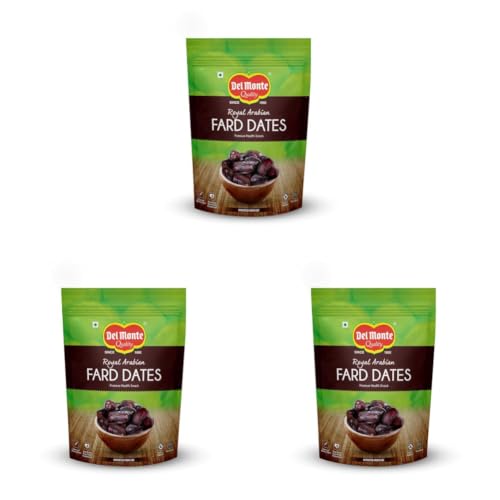 Image of Del Monte Royal Arabian Fard Dates, 450 Grams | Healthy Snack | Rich in Potassium | High in Fiber | No Added Sugar | Dry Fruit (Pack of 3)