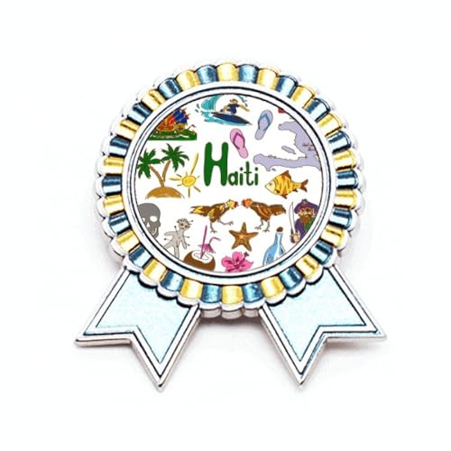 Broche drapeau Haïti badge national en métal taille M pour costume