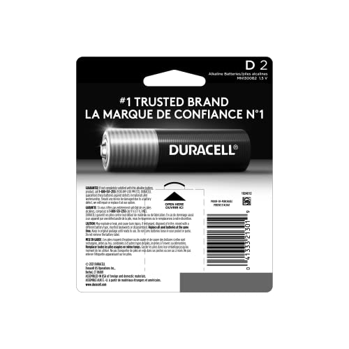 Image of Duracell Coppertop D Batteries, 2 Count (1 Pack), D Battery with Long-lasting Power, All-Purpose Alkaline Battery for Household and Office Devices