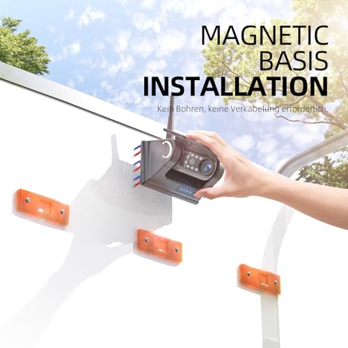 Solar Rückfahrkamera Erapta mit magnetischer Montage und kabellosem Design