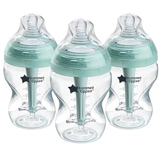 Tommee Tippee biberon anti-colica, 260ml, con tettarella simile al seno materno, cannuccia anti-colica ventilata, autosterilizzante, 3 pezzi