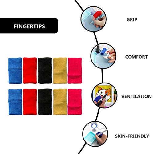 EXCEART 10Pcs Dedeiras Algodão Guardas Dedo Proteção Dedo Elástico Mangas Diamante Fornecimento de P