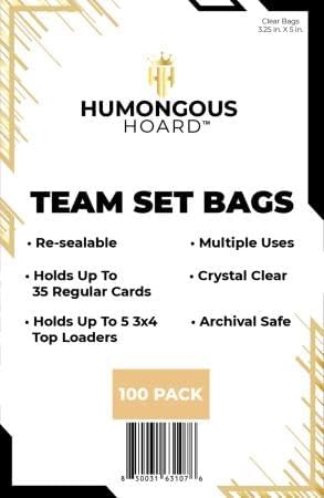 Team Set Bags, Resealable, Holds 35 Cards, Crystal Clear, 100 Pack