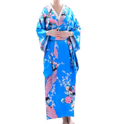 Kimono de nuit femme bleu ciel léger style japonerie chic