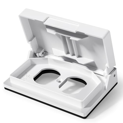 ELEGRP Horizontal Outdoor Cover for Duplex Receptacles, Weatherproof Wall Plate, Outdoor Electrical Outlet Cover, Standard Size 1-Gang 4.77” x 2.97”, Thermoplastic, 1 Pack, White