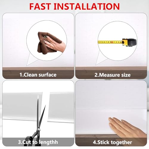 PVC Weichsockelleiste Selbstklebend, 300cm Sockelleiste Selbstklebend für Küche Bad Wohnzimmer, Übergangsschiene Bodenleisten Selbstklebend, Soft Skirting Board für Dekoration, Breite 8cm (Weiß)