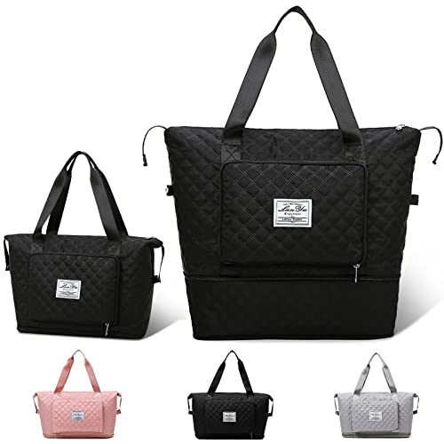 Bolsa de Viaje Plegable Bolsa de Playa Bolsa de Deporte Gimnasio Ligeras E Impermeables Bolso Viaje (Negro) Cover