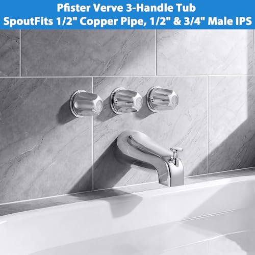 Juego de grifería para bañera, 3 manijas para ducha, compatibilidad con Pfister Verve 3 manijas, conexiones macho de 1/2" y 3/4" miniatura 4